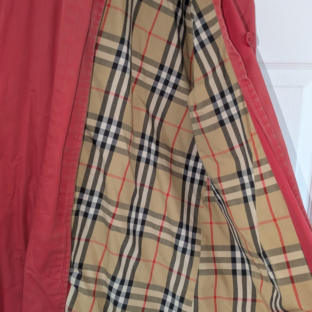 Burberry Red Trench Coat with Classic Check Lining